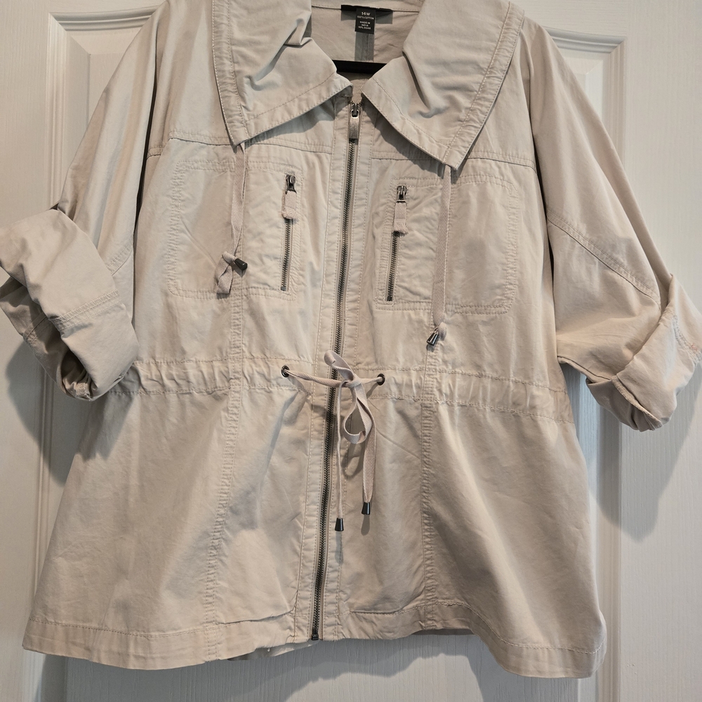 Style & Co. Light Beige Drawstring Utility Jacket